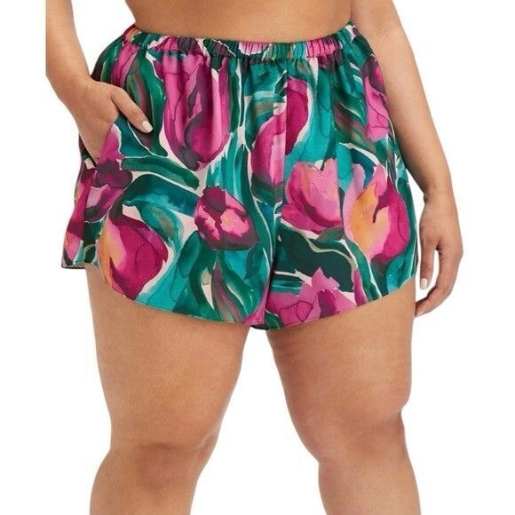 Fabletics EcoSatin Sleep Short Painted Tulips Size 2X - Picture 1 of 5